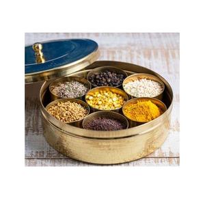 Indian style brass copper <b>spice</b> <b>masala</b> <b>dabba</b> handmade design brass metal <b>spice</b> <b>masala</b> <b>box</b> wholesale price made in India - Product Image 1