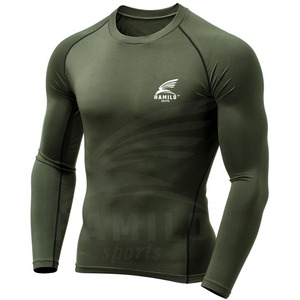 Camiseta de Compresión para Hombre 2024 con Logotipo Personalizado, de Alta Calidad, Transpirable, Tejida, Lisa, Casual, con Cuello Redondo y Manga Larga - Product Image 1