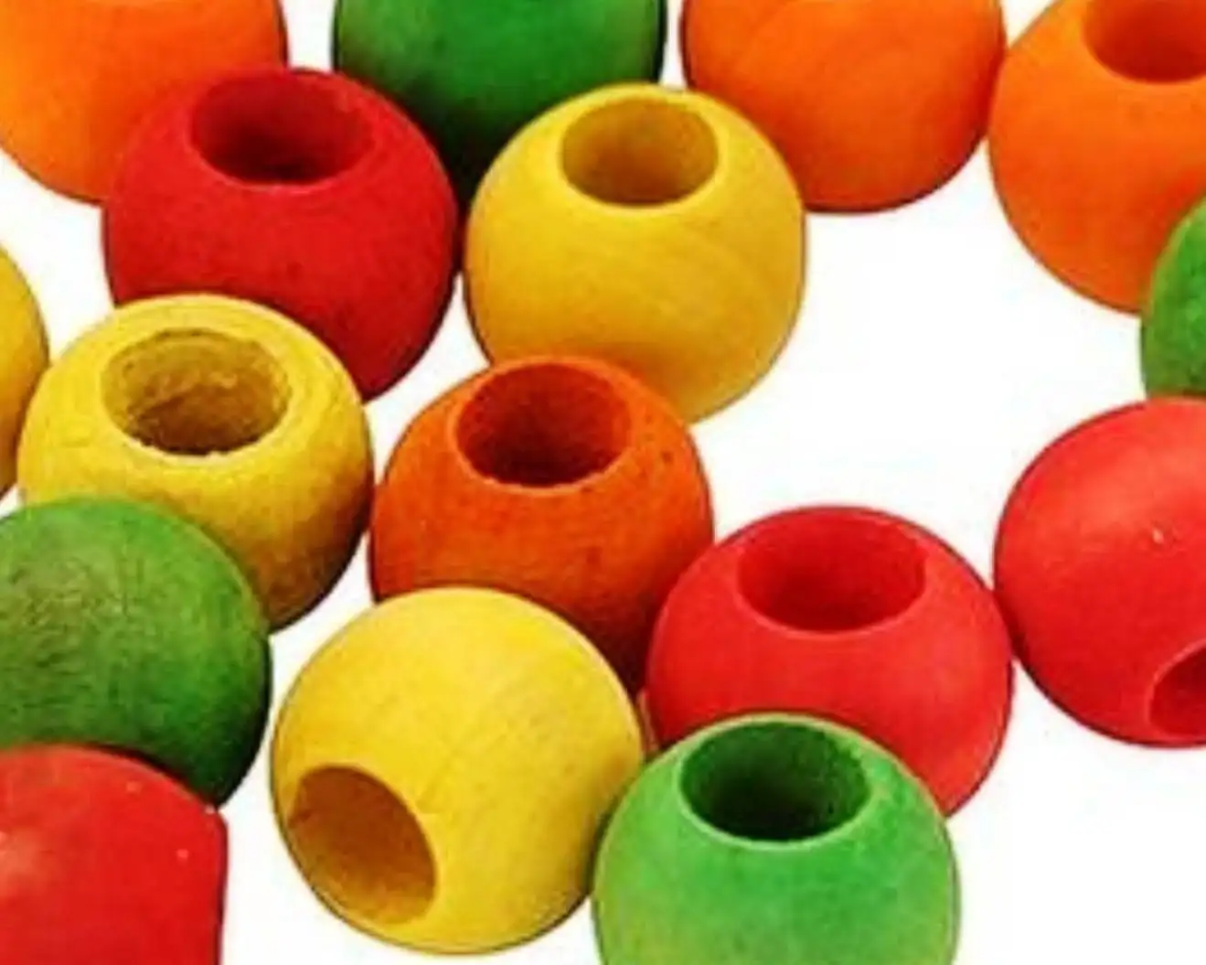 Kayu manik-manik aman burung Colourful untuk mainan burung bayan buatan kustom ukuran berbentuk berwarna manik kayu dibuat di India