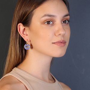 Pendientes colgantes con diseño de ojo turco esmaltado de piedra de zafiro, joyería fina turca al por mayor, joyería de plata de ley 925 - Product Image 5