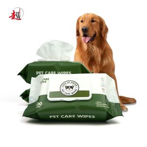 Lingettes hypoallergéniques pour animaux de compagnie pour peaux sensibles, non parfumées et sans alcool, très épaisses et non pelucheuses pour des soins doux - Product Image 1