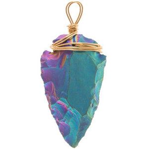 Collar de piedras preciosas de cristal natural al por mayor colgante de punta de flecha de ágata elegante recuerdo de envoltura de alambre tallado religioso de alta calidad - Product Image 4