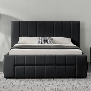 Modern Full Bed with <b>Soft</b> Advanced <b>Light</b> Luxury Bedroom Furniture Plywood Panel Drawer Storage Durable - Product Image 2