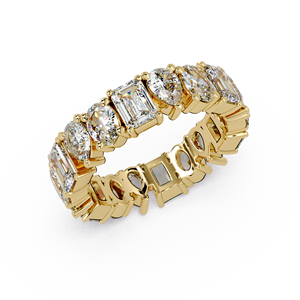 Anillo de Eternidad de Lujo en Oro Amarillo de 14K con Diamantes Cultivados en Laboratorio en Corte Esmeralda, Pera y Ovalado, Anillo de Boda para Mujer, Joyería Fina - Product Image 3
