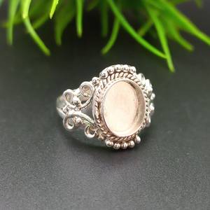 Argent sterling véritable 925 8x10mm Ovale Semi-Mount Bezel Setting Simple Band Good Ashes Resin Fill Keepsake DIY Fine Jewelry - Product Image 1