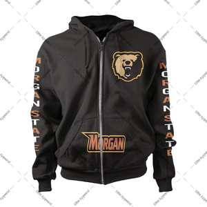 เสื้อมีฮู้ดซิปมหาวิทยาลัยมอร์แกนสเตทเสื้อแจ็กเก็ตซิปเต็มแบบกำหนดเอง - Product Image 1
