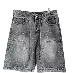 Knee Length Summer Custom Vintage Distressed Blank <b>Cargo</b> Loose Baggy Mens Denim Jeans Shorts Acid Washed Faded Half Pants - Product Image 3