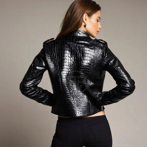 Veste en cuir gaufré de style moderne, tricotée, écologique, légère, avec une finition soignée et un attrait classique - Product Image 2