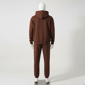 <b>Mens</b> Dark Brown Heavyweight Pullover Tracksuit Set With Drawstring Hoodie And <b>Cuffed</b> <b>Joggers</b> Casual Streetwear OEM ODM Wholesale - Product Image 5