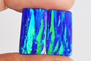 Paire opale 6 CTW Cabochon taille 16x9x2 MM boucles d'oreilles forme Rectangle fabrication de bijoux paire pierre précieuse opale de feu fourniture paire faite à la main - Product Image 4