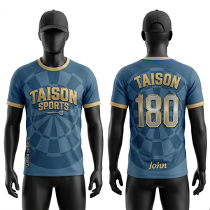 Mens Professional <b>Dart</b> Jersey 190 GSM Quick Dry Polyester Fabric Blue Geometric Panels Custom Sublimation Team Shirt - Product Image 2