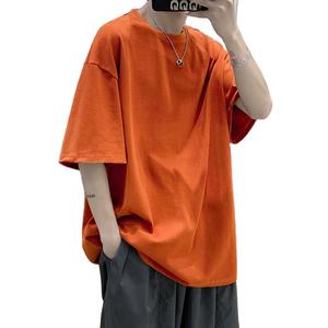 เสื้อยืดโอเวอร์ไซส์ผ้าฝ้ายสีพื้นสำหรับผู้ชาย สไตล์วินเทจ สตรีทแวร์ เสื้อยืดพื้นฐานทรงหลวม ฮิปฮอป เสื้อยืดยูนิเซ็กส์ ล้างสีแบบแอซิดวอช - Product Image 1