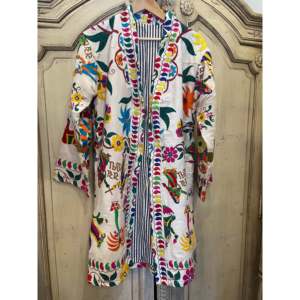 Abrigo Vintage para Mujer, Modelo M, 100% Algodón, Decoración Bordada con Rayas de Pavo Real, Tejido Transpirable para Otoño e Invierno - Product Image 2