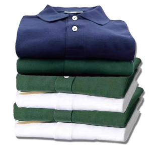 เสื้อโปโลผ้าฝ้าย100% สำหรับผู้ชายเสื้อโปโลแฟชั่นระบายอากาศได้ดีสีทึบ - Product Image 1