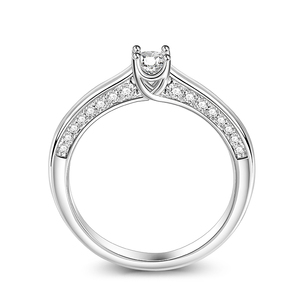 แหวนเงินแท้ทรงกลมคลาสสิก Jeulia Enamored Moment ประดับเพชรแบบคลัสเตอร์ - Product Image 4