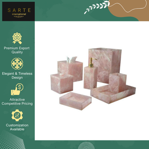 Juego de Accesorios de Baño de Cuatro Piezas de Cuarzo Rosa, Diseño Moderno y Lujoso, Ecológico, de Alta Calidad, Suministro Directo de Fábrica - Product Image 2