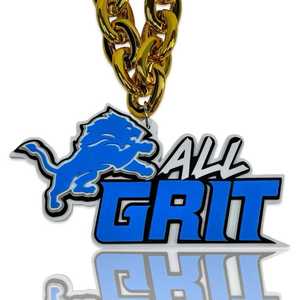 Lions All Grit Unisex Collar de cadena grande Cadena de oro Logotipo de espuma 3D de gran tamaño (8 "x 6") Detroit 32 "Fan Gear Party - Product Image 5