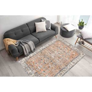 Tapis turc à motifs floraux, tapis orange, tapis bohème, tapis imprimé, tapis fin non tissé - Product Image 3