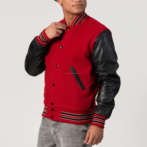 Chaqueta Varsity para Hombre, Cuerpo de Lana, Mangas de Cuero, Cierre de Cremallera, Diseño de Parches en la Parte Delantera, Estilo Béisbol, Chaqueta Bomber, Estilo Alumni, Personalizable - Product Image 4