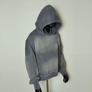 Sudadera con Capucha Extra Grande de Felpa Gruesa Personalizada, Estilo Urbano Vintage, Lavado Ácido, Desgastada, para Hombre - Product Image 4