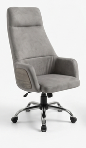 Chaise de bureau de direction en cuir synthétique avec détails en bois, base métallique, pivotante, réglable, ergonomique, pour usage professionnel - Product Image 2