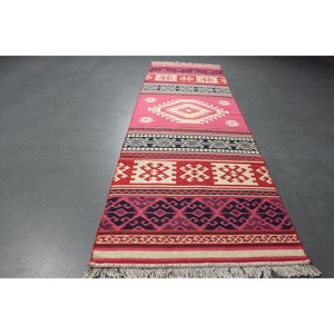 Turkish Vintage <b>Runner</b> Rug 2.5x8 ft (75x244 cm), <b>Red</b> Ombr Rug - Product Image 2