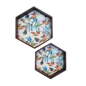 Plateau de conception artisanale pour restaurant maison hôtel pour plateaux intérieurs extérieurs plateau de service en bois de forme hexagonale de meilleure qualité - Product Image 1