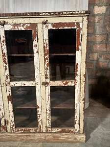 Armoire de cuisine en bois massif bleu élégante de taille moyenne, style moderne antique, luxe classique vintage - Product Image 6