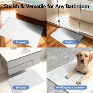 Alfombra de Baño Rectangular Minimalista de TPE, Color Sólido, Antideslizante, con Base de Goma, Tejida, para Ducha, Color Beige Sólido - Product Image 6