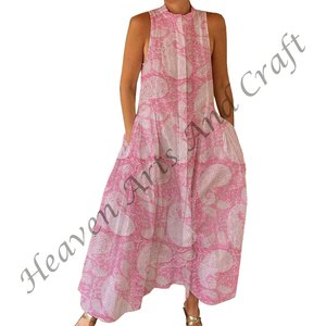 Combinaison décontractée d'été 100% coton, imprimé floral à la main, tissage doux avec fermeture éclair pour le printemps/été, adultes BPJS061 - Product Image 3
