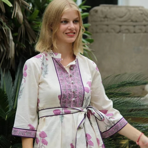 Robe courte indienne faite à la main en coton robe de plage personnalisée mariée robe à imprimé floral fille cadeau d'anniversaire robe cadeau pour sa vente - Product Image 1