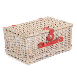 Red and White Vichy Checkered <b>Wicker</b> <b>Picnic</b> Mat for 2 People Durable Osier Woven <b>Basket</b> - Product Image 4