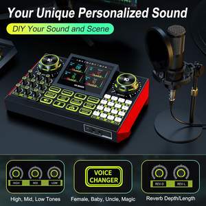 Paquete de Micrófono para Podcast con Tarjeta de Sonido en Vivo, Interfaz de Audio, Mezclador de Audio de Escritorio y Consola de Sonido para Cantar y Transmitir en Vivo - Product Image 3