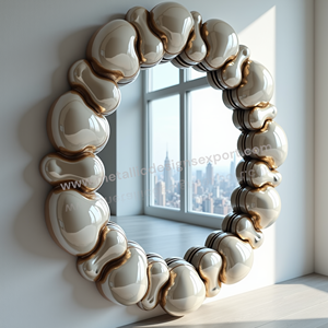 Elegant Cream Cloud Wall <b>Mirror</b>, Stylish Frame <b>for</b> Modern or Classic Interiors Perfect <b>for</b> <b>Bathroom</b> Bedroom or Living Room Decor - Product Image 4