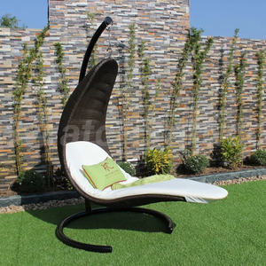 Outdoor Hotel Balcony Patio Wicker Rattan Unique Modern Style <b>Swing</b> Hanging Chair with Stand - Product Image 1