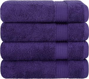 Paradis du coton, 4 serviettes de bain turques pour la salle de bain, 100% coton, serviettes extra larges et douces, ensemble de serviettes de bain, violet - Product Image 3