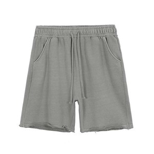 กางเกงขาสั้นผู้ชายวินเทจฤดูร้อนทรงหลวมผ้าฝ้ายเทอร์รี่สีทึบพิมพ์ลายสไตล์สตรีทแวร์ทรงหลวม - Product Image 4