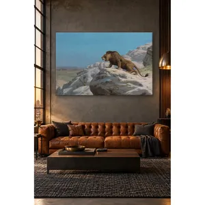 Impression sur toile « Fida Grme Lion observant depuis les rochers » - Product Image 5