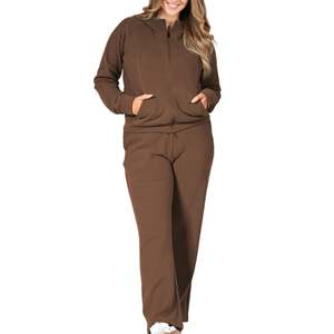 ชุดเสื้อแจ็คเก็ตสปอร์ตสีเบจแบบซิปและกางเกงขาสั้นทรงกว้างสำหรับผู้หญิง ไซส์ S-XL แบรนด์ RND Apparel สำหรับฤดูใบไม้ร่วง - Product Image 4