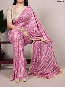 Collections de saris en soie Tasar de style moderne indien, imprimés numériques, pour les festivals et les occasions décontractées, avec des pièces de blouse - Product Image 4