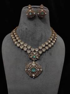 Bridal Polki Kundan <b>Necklace</b> Set with <b>Matching</b> Earrings || Indian Bridal Set || Wedding Jewelry - Product Image 2