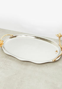 Premium Quality Aluminium <b>Tray</b> With Floral Handle in Low Price From Indian Manufacturer & Exporter - Product Image 2
