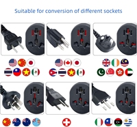Adaptateur de voyage universel avec mise à la terre 16A 250V, convertisseur de prise EU pour US, UK, AU vers Europe, prise multi-standard, certifié CE