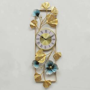 Horloge murale florale en métal dernier modèle Décoration intérieure élégante Horloge murale verticale pour salon, chambre, couloir et cadeau de mariage - Product Image 5