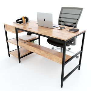 BD68079 Wooden Computer <b>Desk</b> with 140x60cm Drawers Integrated <b>Shelf</b> Adjustable Storage-Durable Metal Features - Product Image 4