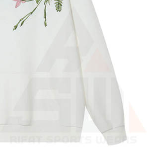 Sudadera con Capucha de Invierno para Mujer, Talla Grande, Color Blanco Premium, Estética, Bordado 3D en la Parte Delantera, Diseño Floral Rosa, Cómoda, Hombros Caídos - Product Image 5