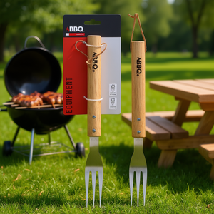 Barbecue Fork with Wooden Handle 38cm Stainless Steel C83506010 <b>BBQ</b> Tool - Product Image 3