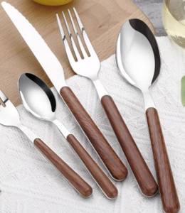 Ensemble de couverts modernes en acier inoxydable 5 pièces avec manche en bois teinté noyer Design classique pour mariages thé et nourriture - Product Image 4