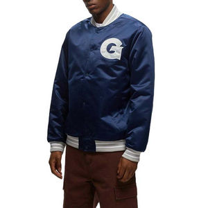Chaquetas de bombardero Varsity Satin Chaquetas casuales para hombres Ropa deportiva Botón Abajo Diseño personalizado Chaqueta de béisbol universitaria para hombres - Product Image 4