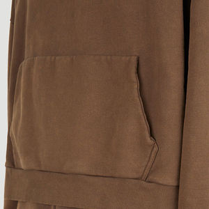 Sudadera con Capucha Personalizada de Algodón Puro Sin Cordones, Estilo Vintage con Parches Desgastados y Lavado Ácido - Product Image 6